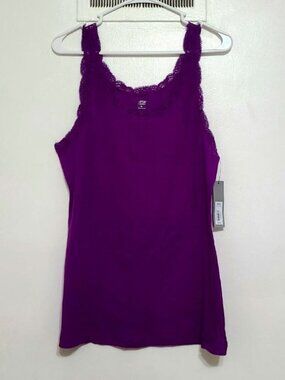 Purple Lace Trim Tank Top